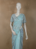 Soft Ice Blue Sequin and Beads Embroidered Design Organza Designer Saree with Designer Border