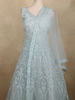 Soft Ice Mint Blue Floral Thread and Mirror Embroidered Design Net Anarkali Gown with Dupatta