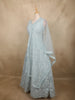 Soft Ice Mint Blue Floral Thread and Mirror Embroidered Design Net Anarkali Gown with Dupatta