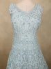Soft Ice Mint Blue Floral Thread and Mirror Embroidered Design Net Anarkali Gown with Dupatta