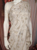Soft Ivory Beige Floral Vine Zardozi Embroidered Design Space Silk Fancy Saree