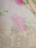 Soft Ivory Bold Floral Motif Printed Design Chiffon Fancy Saree with Thread Work Border