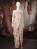 Soft Ivory Bold Floral Motif Printed Design Chiffon Fancy Saree with Thread Work Border