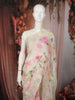 Soft Ivory Bold Floral Motif Printed Design Chiffon Fancy Saree with Thread Work Border