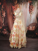 Soft Ivory Bold Floral Motif Printed Design Chiffon Lehenga with Matching Dupatta