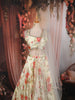 Soft Ivory Bold Floral Motif Printed Design Chiffon Lehenga with Matching Dupatta