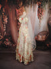 Soft Ivory Bold Floral Motif Printed Design Chiffon Lehenga with Matching Dupatta