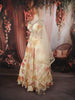 Soft Ivory Bold Floral Motif Printed Design Chiffon Lehenga with Matching Dupatta