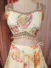 Soft Ivory Bold Floral Motif Printed Design Chiffon Lehenga with Matching Dupatta