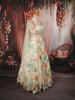 Soft Ivory Bold Floral Motif Printed Design Chiffon Lehenga with Matching Dupatta