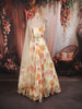 Soft Ivory Bold Floral Motif Printed Design Chiffon Lehenga with Matching Dupatta