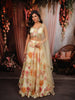 Soft Ivory Bold Floral Motif Printed Design Chiffon Lehenga with Matching Dupatta