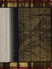 Soft Ivory Checked Woven Design Pure Kanchipuram Silk Saree with Contrast Multicolor Zari Border