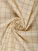 Soft Ivory Checked Woven Design Pure Kanchipuram Silk Saree with Contrast Multicolor Zari Border