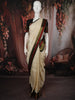 Soft Ivory Checked Woven Design Pure Kanchipuram Silk Saree with Contrast Multicolor Zari Border