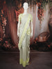 Soft Ivory Checked Zari Woven Design Pure Kanchipuram Silk Saree with Contrast Floral Butta Border