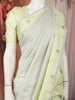 Soft Ivory Checked Zari Woven Design Pure Kanchipuram Silk Saree with Contrast Floral Butta Border