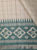 Soft Ivory Cream Checked Zari Woven Design Tussar Silk Saree with Contrast Border