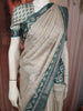 Soft Ivory Cream Checked Zari Woven Design Tussar Silk Saree with Contrast Border