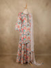 Soft Ivory Cream Floral Printed Design Cotton Palazzo Suit with Dupatta