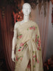 Soft Ivory Cream Floral Printed Design Pure Tussar Party Wear Saree with Thread Work Border