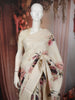 Soft Ivory Cream Floral Printed Design Pure Tussar Party Wear Saree with Thread Work Border