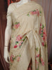 Soft Ivory Cream Floral Printed Design Pure Tussar Party Wear Saree with Thread Work Border