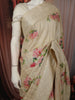 Soft Ivory Cream Floral Printed Design Pure Tussar Party Wear Saree with Thread Work Border