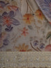 Soft Ivory Cream Floral Vine Printed Design Pure Organza Saree with Sequins Zari Border