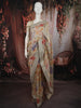 Soft Ivory Cream Floral Vine Printed Design Pure Organza Saree with Sequins Zari Border
