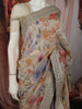 Soft Ivory Cream Floral Vine Printed Design Pure Organza Saree with Sequins Zari Border