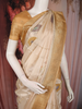 Soft Ivory Cream Floral Zari Woven Design Semi Banarasi Saree with Floral Zari Border