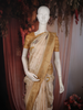 Soft Ivory Cream Floral Zari Woven Design Semi Banarasi Saree with Floral Zari Border