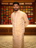 Soft Ivory Cream Geometric Self Woven Design Shirt with Matching Dhoti