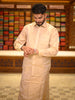 Soft Ivory Cream Geometric Self Woven Design Shirt with Matching Dhoti