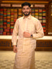 Soft Ivory Cream Geometric Self Woven Design Shirt with Matching Dhoti