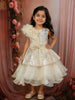 Soft Ivory Cream Heavy Sequins Embroidered Design Net Party Wear Kids Frock
