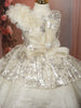 Soft Ivory Cream Heavy Sequins Embroidered Design Net Party Wear Kids Frock