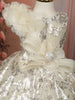 Soft Ivory Cream Heavy Sequins Embroidered Design Net Party Wear Kids Frock