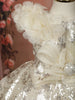 Soft Ivory Cream Heavy Sequins Embroidered Design Net Party Wear Kids Frock