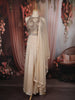 Soft Ivory Cream Heavy Sequins and Beads Embroidered Georgette Indo Western Gown with Matching Dupatta