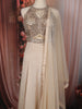 Soft Ivory Cream Heavy Sequins and Beads Embroidered Georgette Indo Western Gown with Matching Dupatta