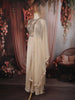 Soft Ivory Cream Heavy Sequins and Beads Embroidered Georgette Indo Western Gown with Matching Dupatta