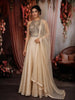Soft Ivory Cream Heavy Sequins and Beads Embroidered Georgette Indo Western Gown with Matching Dupatta