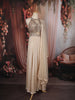 Soft Ivory Cream Heavy Sequins and Beads Embroidered Georgette Indo Western Gown with Matching Dupatta