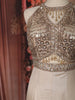 Soft Ivory Cream Heavy Sequins and Beads Embroidered Georgette Indo Western Gown with Matching Dupatta