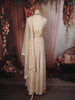 Soft Ivory Cream Heavy Sequins and Beads Embroidered Georgette Indo Western Gown with Matching Dupatta