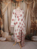 Soft Ivory Floral Printed Design Cotton Anarkali Salwar Suit with Dupatta