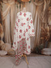 Soft Ivory Floral Printed Design Cotton Anarkali Salwar Suit with Dupatta