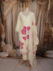 Soft Ivory Floral Printed Design Cotton Salwar Suit with Dupatta